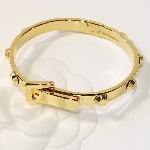 18K Gold Plated Belt Buckle Bangle Bracelet NEW - Picture 4 of 8